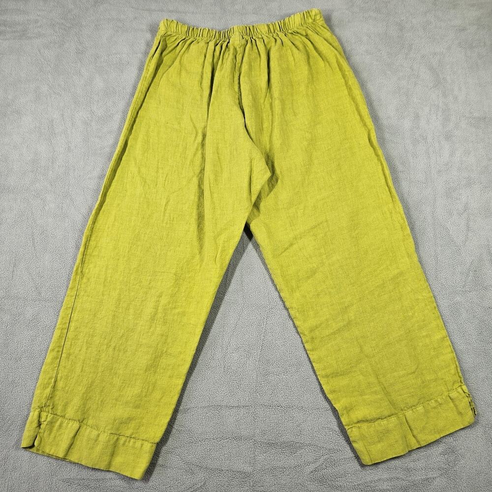 Bryn Walker Pants Women XS Green Linen Cropped Pull On Breathable Minimalist - Picture 5 of 13